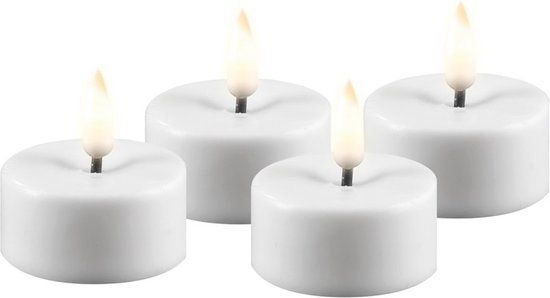 Deluxe Homeart LED Tealight Candle - White - 4 Pack - 3.5 x 4 cm - Battery Operated with Remote Control