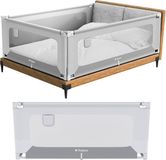 Tulano Cover 46 - Bedhekje voor kinderen - neerlaatfunctie - 18 standen in hoogte verstelbaar - Bedhekje 160 cm - Valbescherming - Wit/Grijs