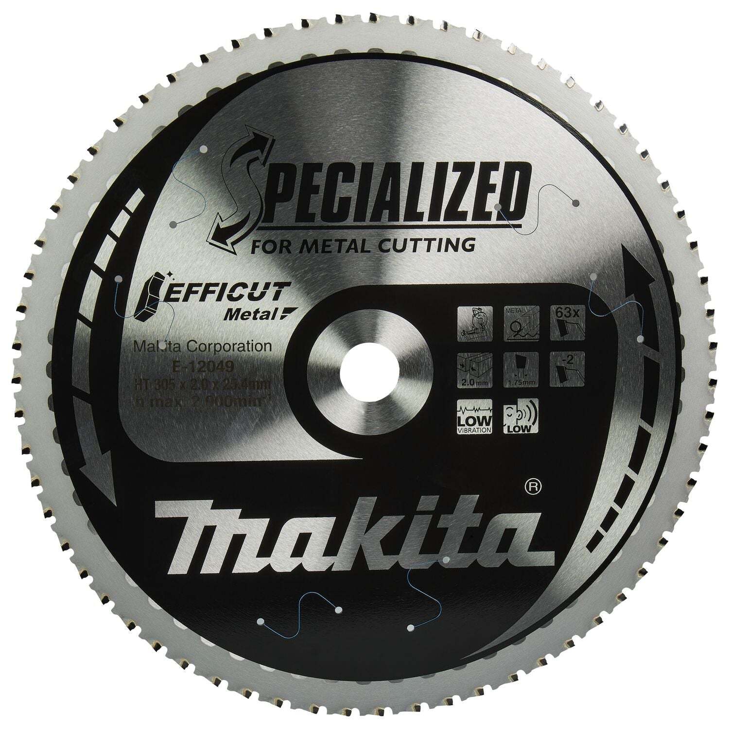 Makita E-12049 Afkortzaagblad voor Staal | Efficut | Ø 305mm Asgat 25,4mm 63T