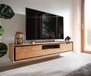 DELIFE meuble TV Stonegrace Acacia naturel 175 cm 2 portes 1 étagère 1 tiroir placage pierre meuble bas suspendu