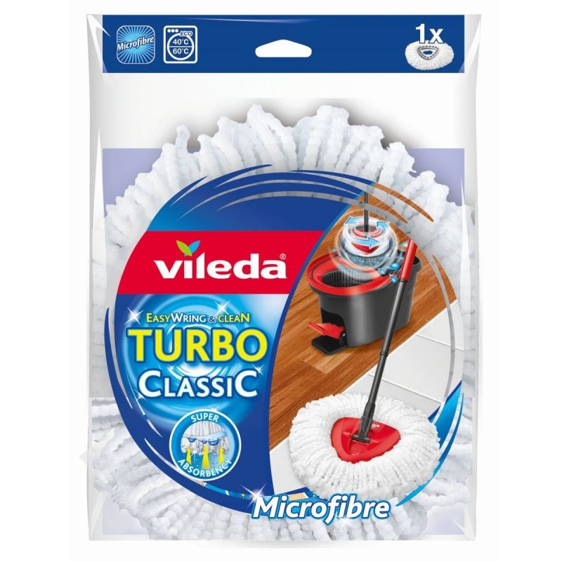Vileda EasyWring & Clean Turbo Classic Mop Head - White - Microfibre - 1 pc