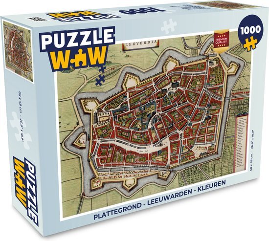 MuchoWow Puzzel Plattegrond - Leeuwarden - Kleuren - Legpuzzel - Puzzel 1000 stukjes volwassenen - Stadskaart