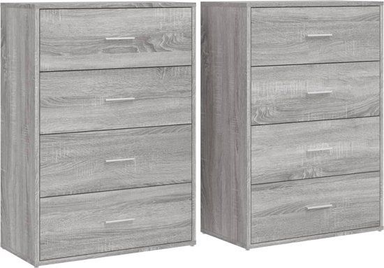 vidaXL Dressoirs 2 st 60x31x84 cm bewerkt hout grijs sonoma eikenkleur