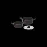 Wintem Set van 2 dozen van aluminium met glazen deksel 20/24 cm