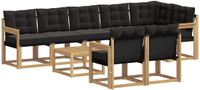 vidaXL Hoek loungeset 8 zitplaatsen Acacia hout Wit en zwart