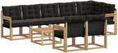 vidaXL Hoek loungeset 8 zitplaatsen Acacia hout Wit en zwart