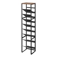 Yamazaki 1491 Tower Étagère à bouteilles 8 niveaux avec étagère en bois, blanc, acier/bois/silicones, minimaliste, 19,3 x 20 x 88,5 cm