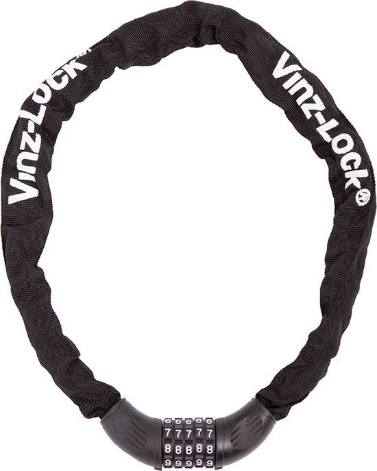VINZ Devi - Kettingslot - Cijferslot - 90cm - Zwart