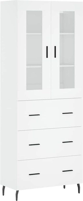 vidaXL Hoge kast 69,5x34x180 cm bewerkt hout wit