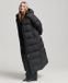 Superdry Maxi Pufferjas met Capuchon Dames Zwart