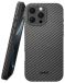 NEKIT Fiber Pro Hoesje Geschikt voor Apple iPhone 16 Pro Max - Compatibel met MagSafe en Qi2 - High-Tech Kevlar en TPU - Back Cover Dun - Grijs/Zwart