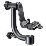 K&F Concept Panoramische statiefkop 360° van aluminium, standaard 1/4 inch snellade en waterpas, hefbereik 70 mm, belasting 20 kg, voor DSLR digitale spiegelcamera