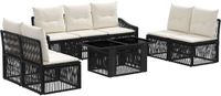 vidaXL - Tuinbank - Set - 8 - st - Zwart - en - Crème - Wit - poly - rattan