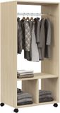 Homcom Garde-robe sur roulettes - Panneau de particules classe E1 - 60x40x128cm - Bois naturel