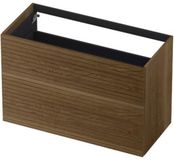 INK - Onderkast 2 Laden Push To Open Horizontaal Gefreesd Massief Eiken Ash Grey 100x45x65 cm