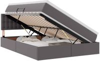 vidaXL Bed met opbergruimte en matras Grijs 140 x 190 cm Kunstleer
