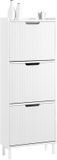SoBuy Schoenenkast Wit - Smal met 3 Kleppen & 6 Legvlakken