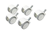 Topstar Bureaustoelwielen voor harde vloeren, set van 5 Topstar S'Neaker rol, diameter 50 mm/pengrootte 10 mm, wit/grijs, kunststof