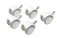 Topstar Bureaustoelwielen voor harde vloeren, set van 5 Topstar S'Neaker rol, diameter 50 mm/pengrootte 10 mm, wit/grijs, kunststof