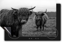 Chefcare Inductie Beschermer Twee Schotse Hooglanders - Zwart Wit - 78x78 cm