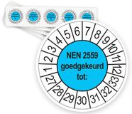 Merkloos / Sans marque Keuringsstickers NEN 2559 Goedgekeurd tot 2027 | 50 stuks, Ø 35 mm | Blauw