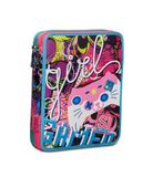 SJ GANG STYLE JAM GANG Gleamled Girl Schooletui met 2 ritssluitingen, dubbel vak met potloden, pennen en markers, roze, 25 x 19 x 5 cm, Cactus Flower, Eén maat, school