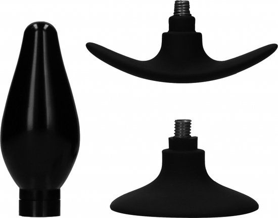Ouch! Interchangeable Butt Plug Set - Rounded Large - Black