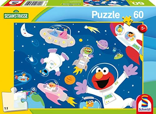 Schmidt Spiele Sesamstraat - In Het Heelal - 60 Stukjes Kinderpuzzel