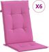 vidaXL Stoelkussens 6 st hoge rug stof roze