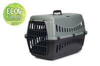 Beeztees Gipsy eco reismand kat - transportbox kat/klein huisdier - afneembare bovenkant groen/zwart - l - 58x38x38 cm