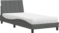 vidaXL Bed met matras "Hanko" stof donkergrijs 90x200 cm