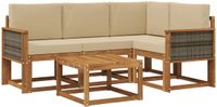vidaXL Hoek loungeset 4 zitplaatsen Polyester Natuurlijk en Beige