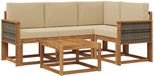 vidaXL Hoekbank 4 zitplaatsen Polyester Natuurlijk en Beige