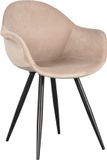 LABEL51 Forli Eetkamerstoel - Naturel - Velvet - Zwart Metaal
