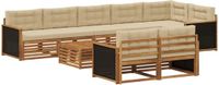 vidaXL Acacia Hout Hoek Loungeset Natuurlijk en Beige 4 Zitplekken