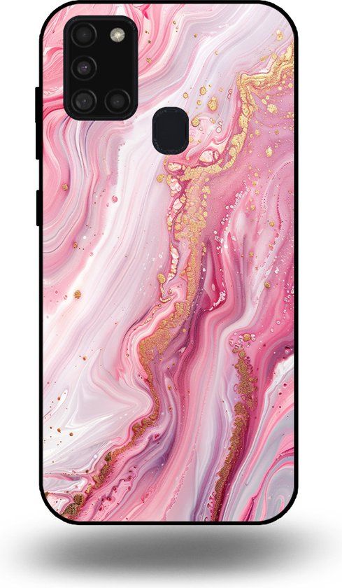 Smartphonica Telefoonhoesje Samsung Galaxy A21s - Marmer Roze TPU Back Cover
