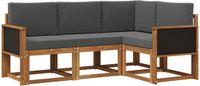 vidaXL - Hoek loungeset - 4 zitplekken - Polyester - Natuurlijk en Antraciet