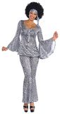 Amscan Kostuum Dancing Queen Dames Polyester Zilver Mt L