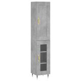 vidaXL Hoge kast, betonkleur, 34,5 x 34 x 180 cm, houtvezelplaat