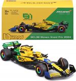 Bburago McLaren MCL38 2024 modelauto met helm Norris Senna livery speelgoedauto 1:43