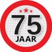Bellatio Decorations 75 jaar leeftijd sticker - rond - Dia 9 cm