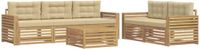 vidaXL Buitenbank Set 6-delig Wit en Beige Acacia Hout