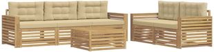 vidaXL Buitenbank Set 6-delig Wit en Beige Acacia Hout