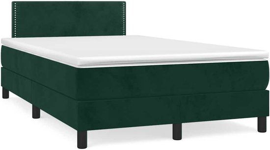 vidaXL Boxspring met matras fluweel donkergroen 120x200 cm