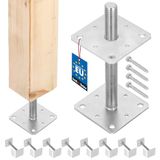 KOTARBAU® 8 stuks Paalhouder, Paalvoet, Verzinkt Staal, 110 x 110 x 250 mm, M24, Zilver