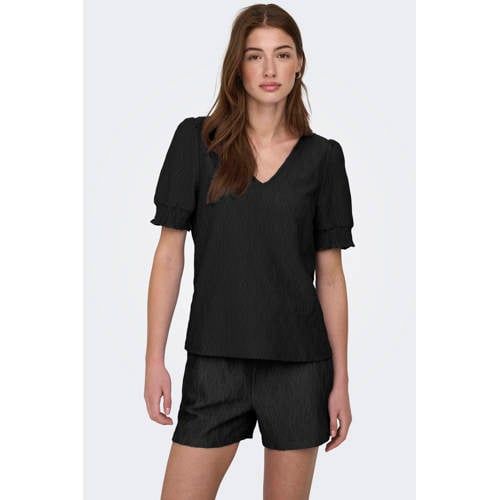 ONLY - ONLDIANA S/S V-NECK TOP CS JRS - Meisjes - T-shirts - Zwart - Maat S