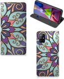 B2Ctelecom Samsung Galaxy M51 Book Case - Purple Flower