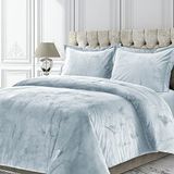 Tribeca Living VENICEDUVET Venetië fluwelen oversized effen dekbedset, kingsize, blauw (Haze Blue)