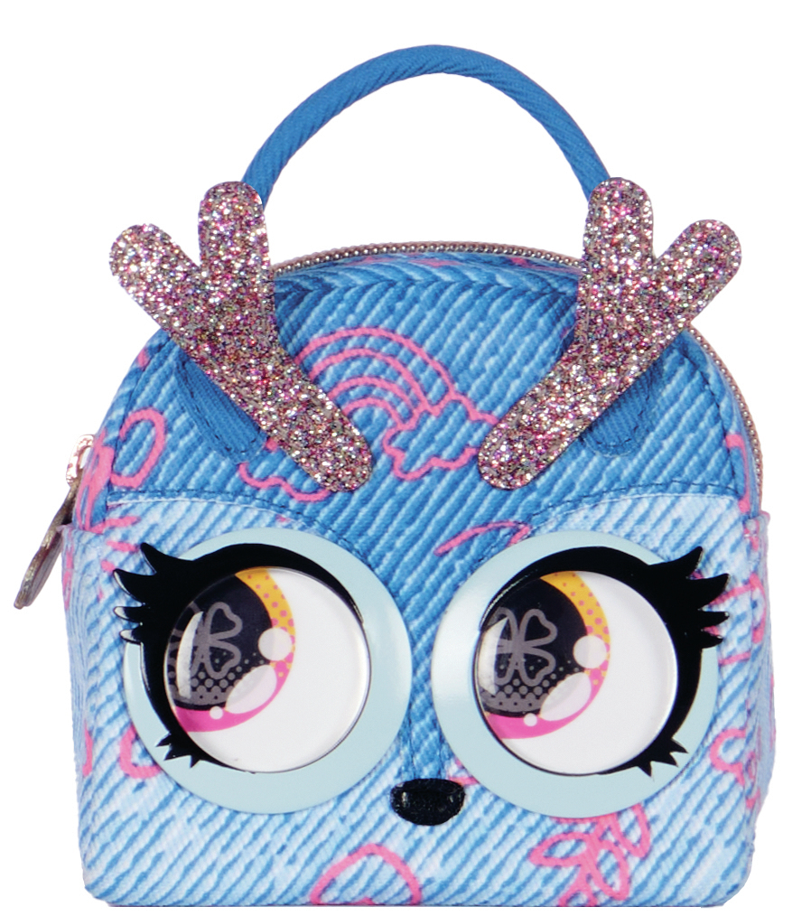 Spin Master Purse Pets Micros - Stijlvolle kleine handtas Denim Deerie met rollende ogen