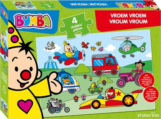Top1Toys Bumba - Puzzel - "Vroem Vroem" - 4 Stukken - Voor peuters - FSC MIX